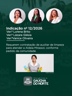 Câmara Municipal de Gaúcha do Norte realiza 1ª Sessão Ordinária de 2026